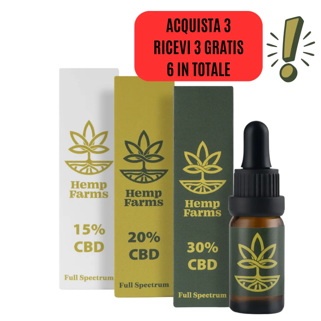 Olio CBD Hemp Farms Combo 15%+20%+30% 30ml. Full Spectrum Spring Promo